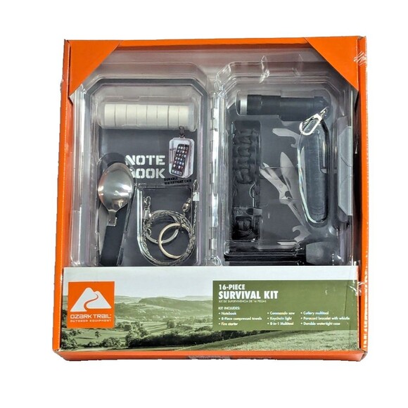 Ozark Trail 16-pc Survival Kit with Case Camping Hiking Emergency Multitool Gift - Picture 1 of 9